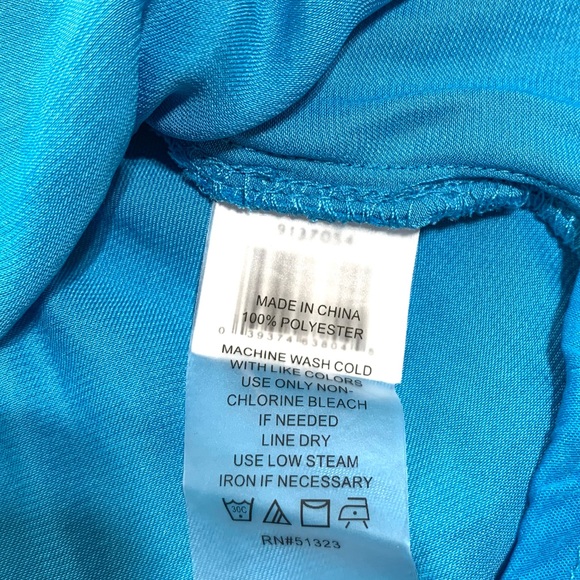 Vince Camuto Aqua-Blue Oversized 3/4 Sleeves Satin Off-Shoulder Boho Top Sz XS - Picture 5 of 7